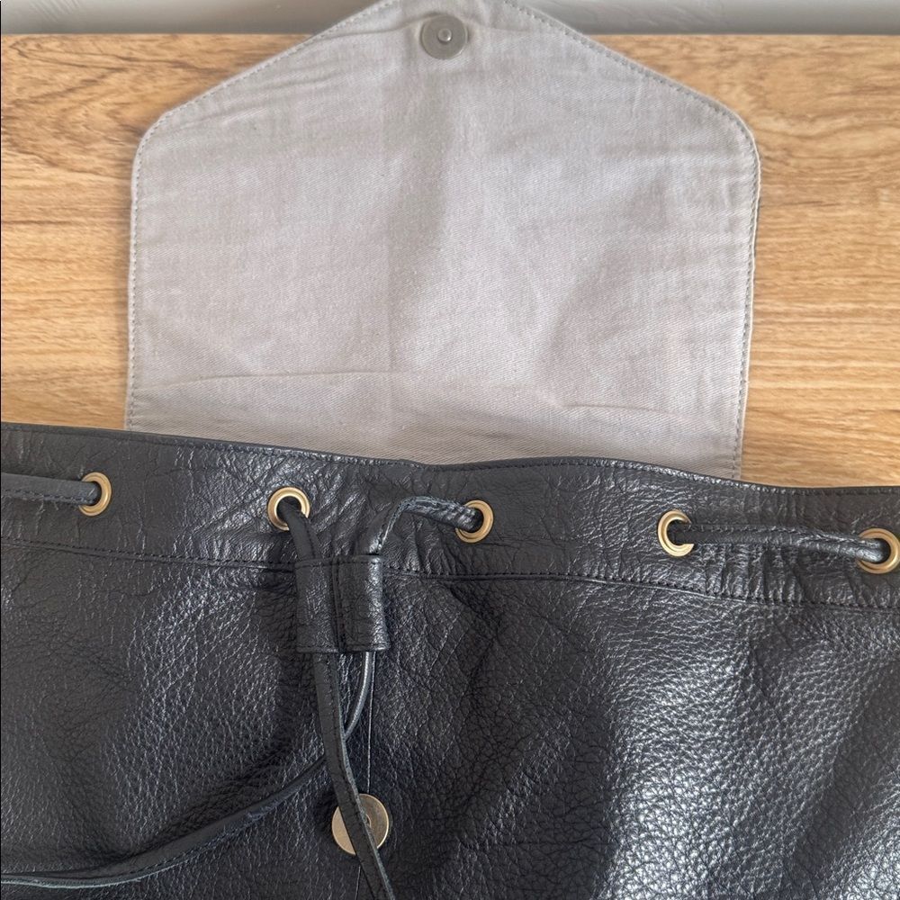 Anthropologie DAY & MOOD Black Leather Backpack Sleek Minimalist Chic Casual EUC - Picture 12 of 16